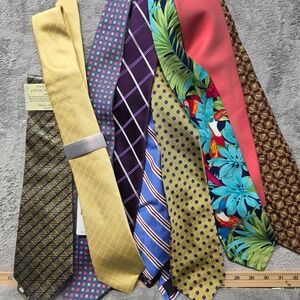 Mens Designer Tie Lot 9pc Brooks Brothers Ralph Lauren Calvin Klein Silk Cotton